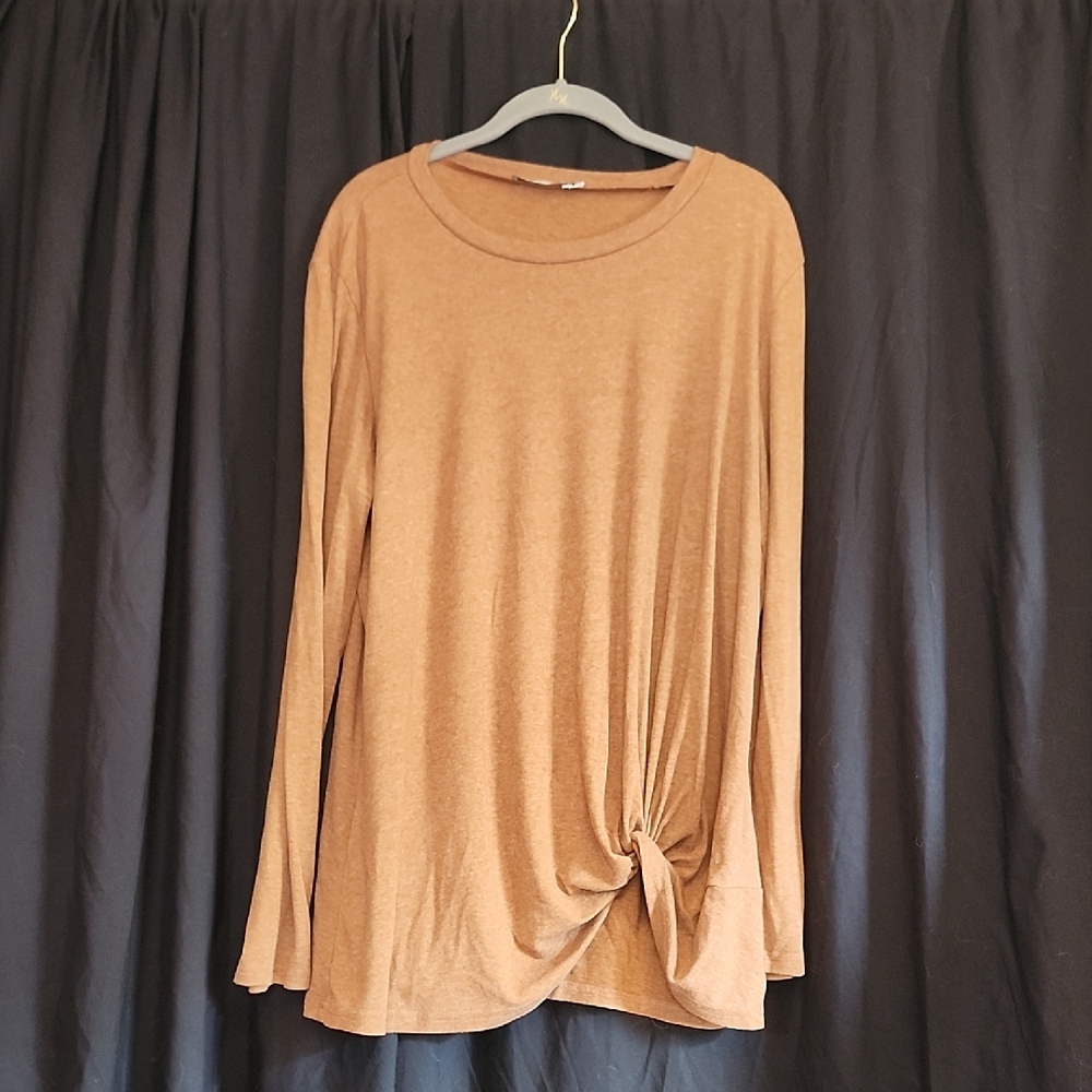 Elegant Tan Long Sleeve Women's Top